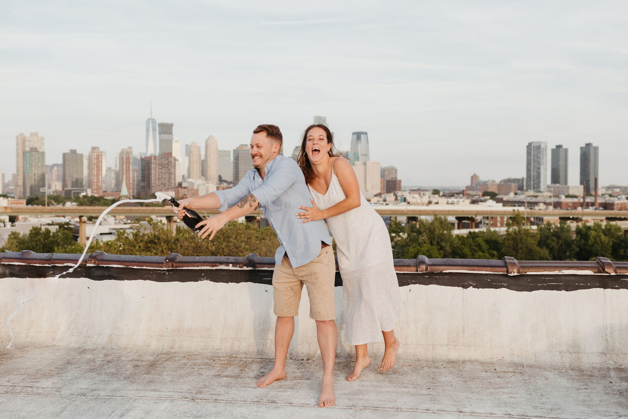 urban, city engagement shoot, rooftop photos, dog engagement pictures, casual couple photos, hudson valley, troy new york, hudson valley photographer