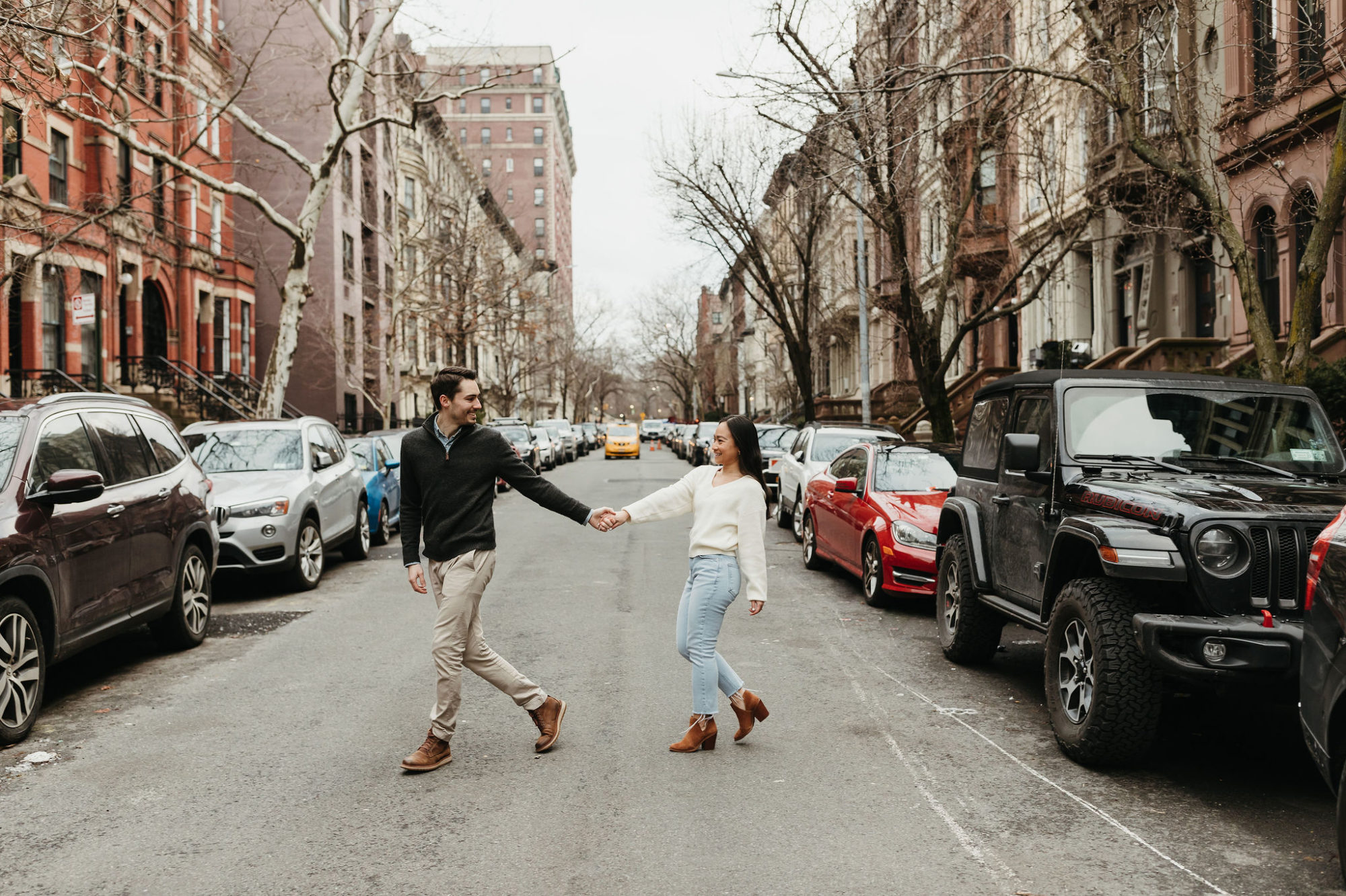 city engagement, urban photography, couples portraits, New York CIty Engagement session, street engagement photos, casual engagement photos, urban engagement photos, brownstone photoshoot, hudson valley wedding photographer, wedding photographer, 