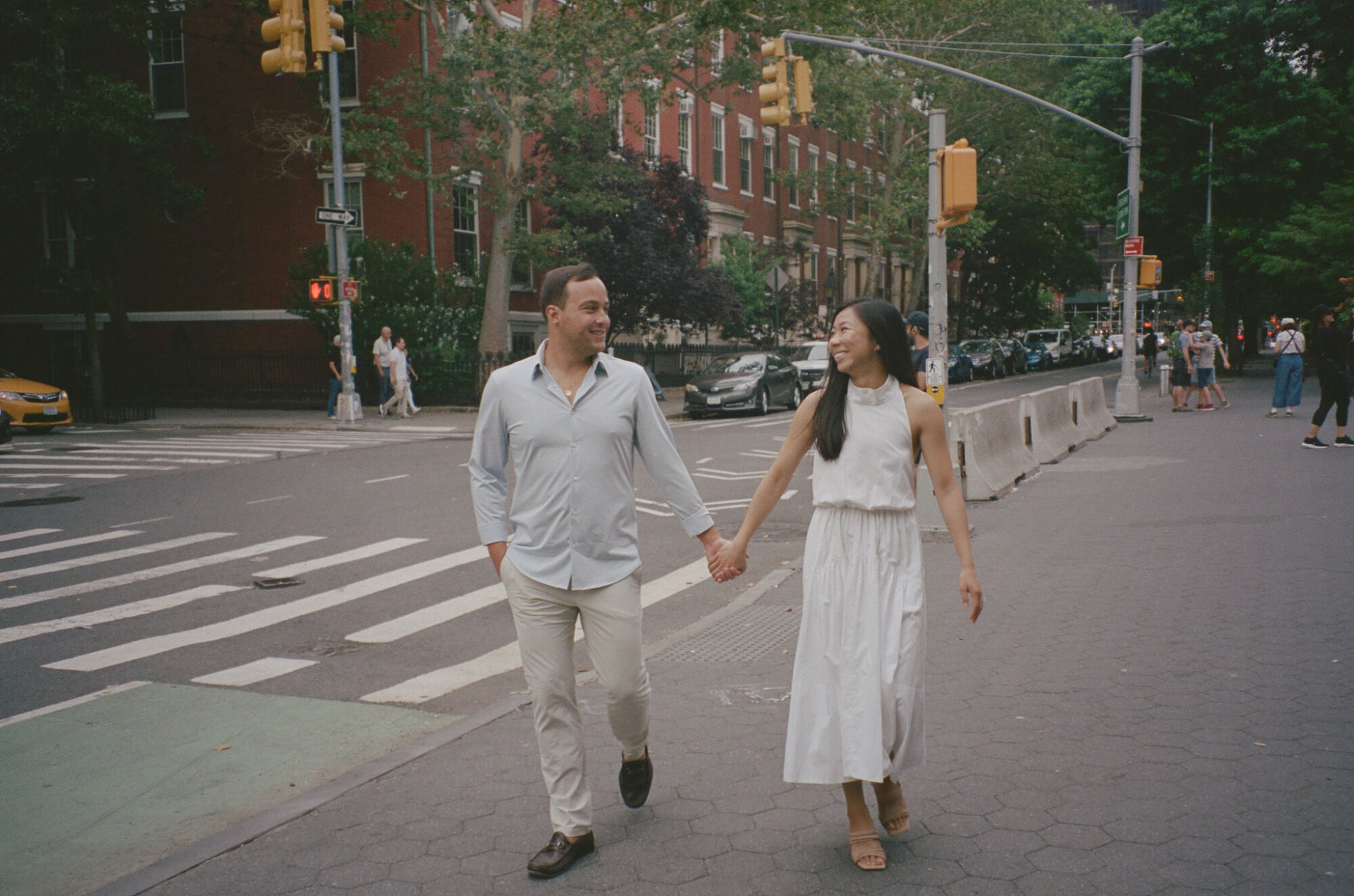 Washington square park, engagement photos, new york city streets, film